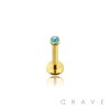 INTERNALLY THREADED GOLD PVD PLATED OVER 316L SURGICAL STEEL LABRET/MONROE WITH PRESS FIT GEM